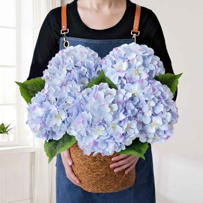 Blue Flowers Hydrangea Artificial Flowers, 5Pcs 20Inch Large Lifelike Silk Artificial Hydrangeas, Full Fake Flowers for Bouquet Table Centerpieces Wedding Indoor Home