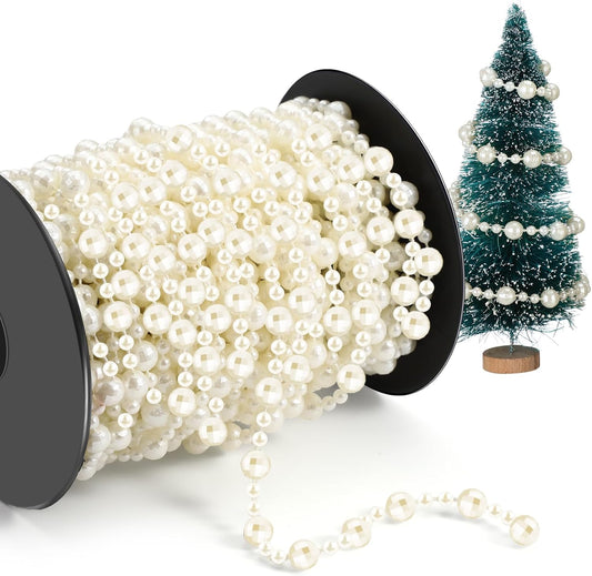 Transform Your Holiday Decor with the Pangda 49 Ft Pearly White Beaded Garland - Perfect for Christmas Trees, Weddings, and DIY Crafts!