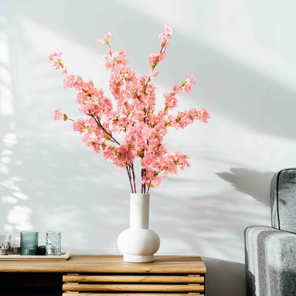 Giegxin 8 Pcs Silk Cherry Blossom Branches Cherry Blossom Tree Stems Long Stem Artificial Flowers for Tall Vase Flowers for Home Wedding Vase Floral Arrangements (Pink,39.4")