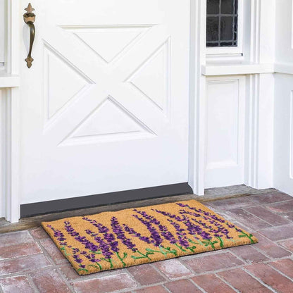 Spring Lavender Floral Coir Doormat - Stylish 17 x 30 Inch Welcome Mat for Your Front Door & Outdoor Entryway