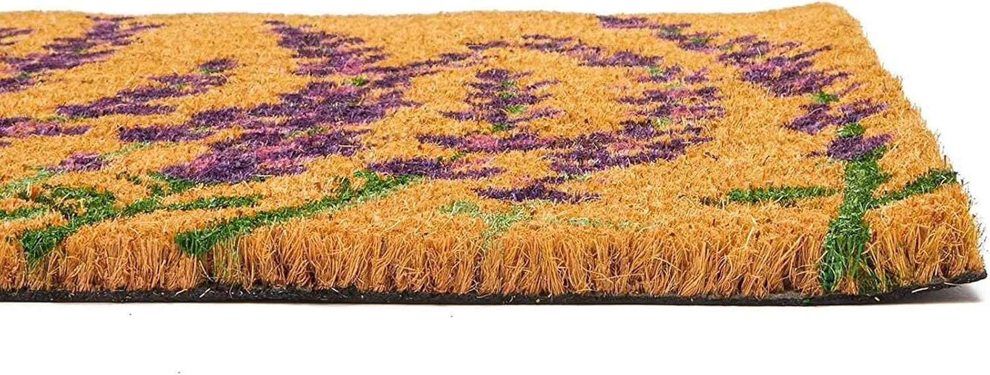 Spring Lavender Floral Coir Doormat - Stylish 17 x 30 Inch Welcome Mat for Your Front Door & Outdoor Entryway