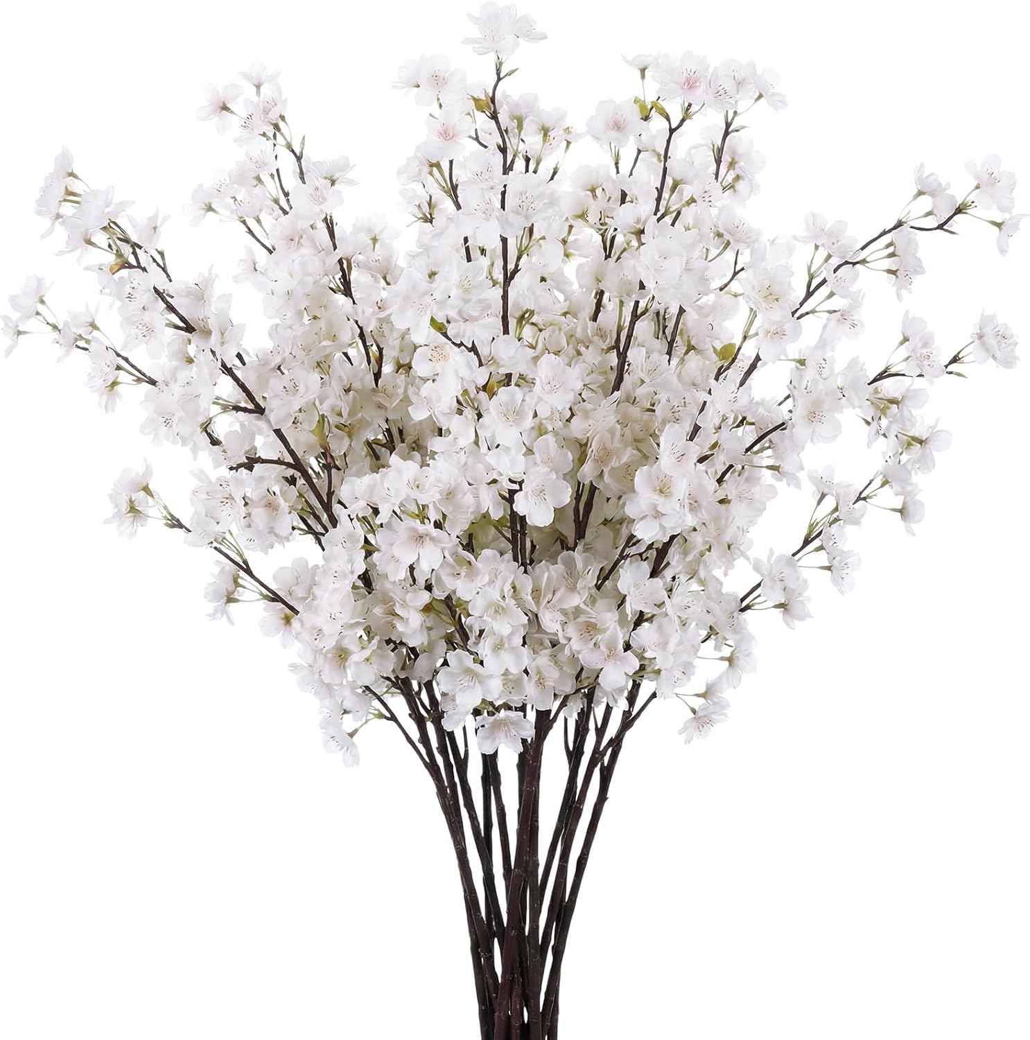 Giegxin 8 Pcs Silk Cherry Blossom Branches Cherry Blossom Tree Stems Long Stem Artificial Flowers for Tall Vase Flowers for Home Wedding Vase Floral Arrangements (Pink,39.4")