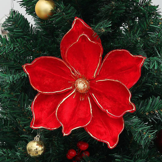 Vibrant 6-Piece Red Magnolia Flowers - Perfect for Christmas Trees, Wreaths, and Holiday Decor