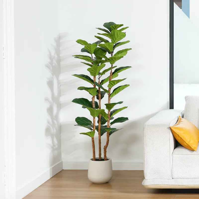 Adarna Fiddle Leaf Fig Tree - Realistic Potted Artificial Plant with Natural Trunk