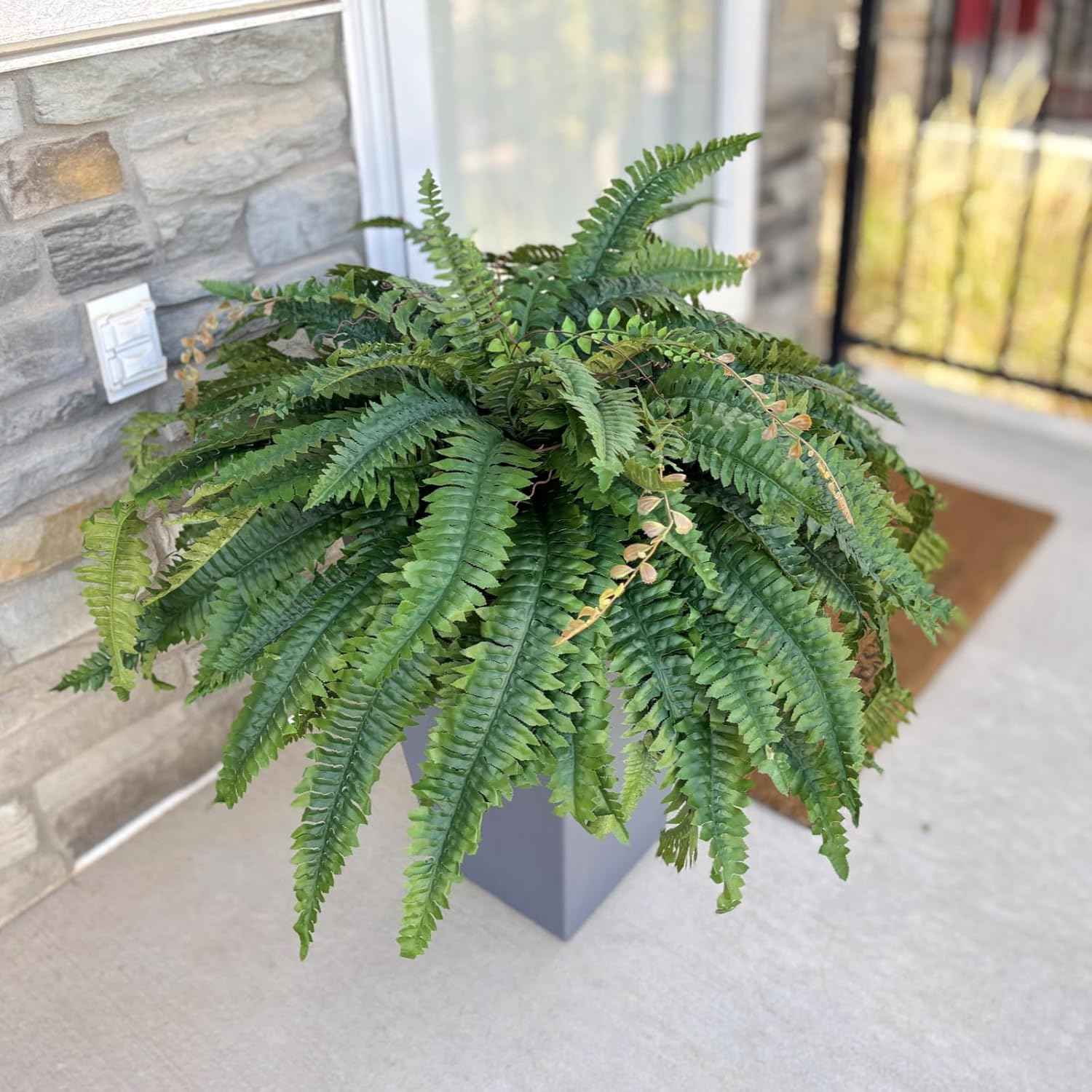 108 Branches Artificial Ferns for Home Decor - Large 50" Set of 2 Faux Boston Ferns for Outdoor Planters and Garden Decor