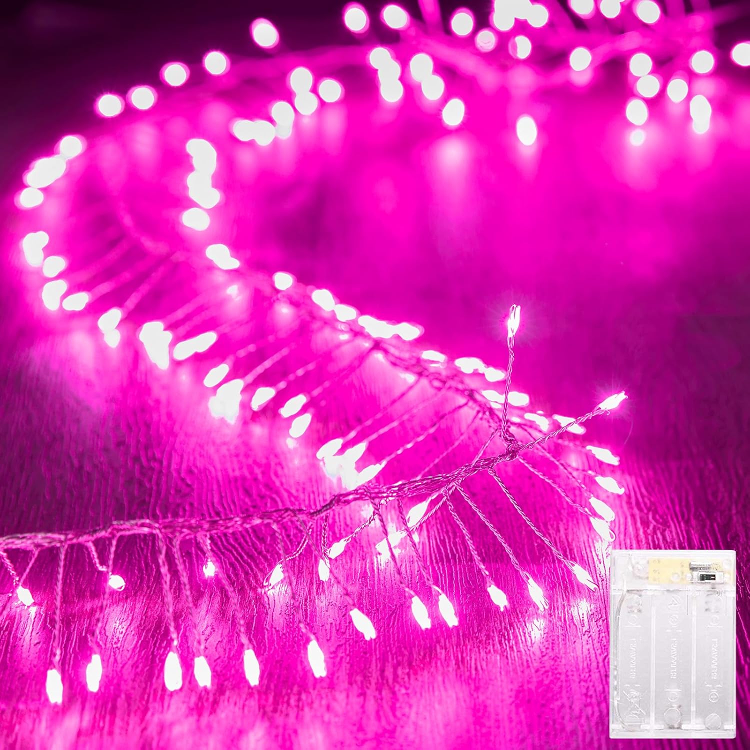 Fairy Lights Battery Operated, 10Ft 120 LED Firecracker String Lights, Waterproof Silver Wire Starry Firefly Light for DIY Wreath Weeding Indoor Outdoor Christmas Decorations