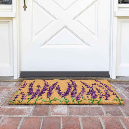 Spring Lavender Floral Coir Doormat - Stylish 17 x 30 Inch Welcome Mat for Your Front Door & Outdoor Entryway