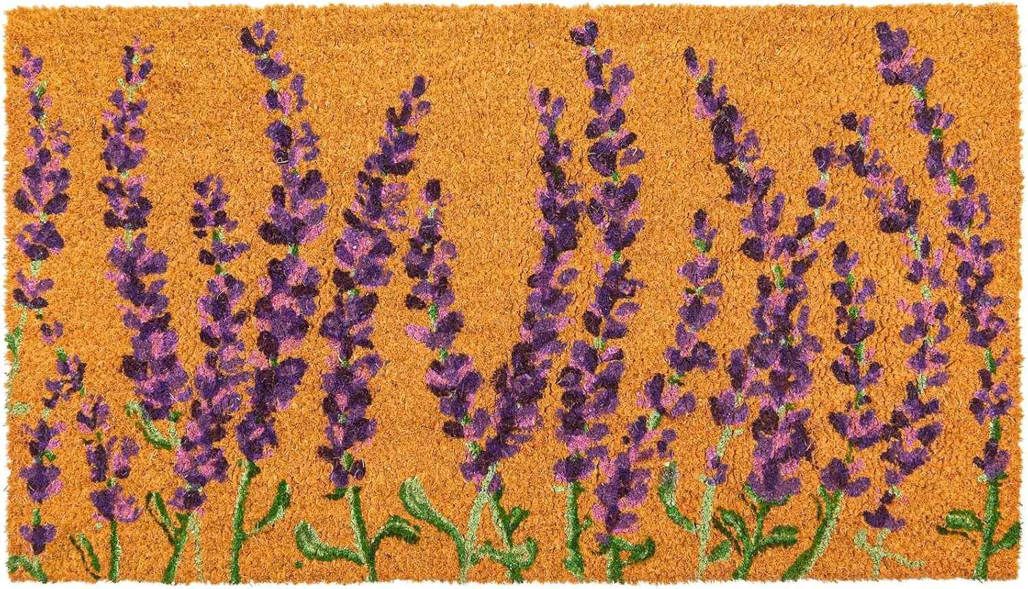 Spring Lavender Floral Coir Doormat - Stylish 17 x 30 Inch Welcome Mat for Your Front Door & Outdoor Entryway