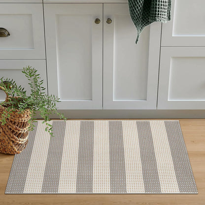 Washable Outdoor Rug 3'X5', Blue/White/Tan Outdoor Area Rug Entryway Rugs Indoor Door Mat Front Porch Rug Cotton Small Checkered Rug Floor Carpet for Entry/Patio/Bedroom/Living Room