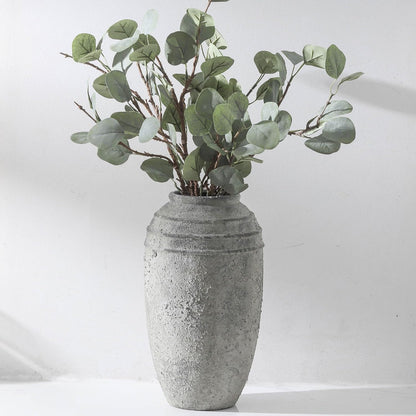 Large Ceramic Vase - 11.41 Inch Tall Rustic Vase with 2 Handles, Decorative Flower Vases for Home Decor, Living Room Shelf Decor, Table Office
