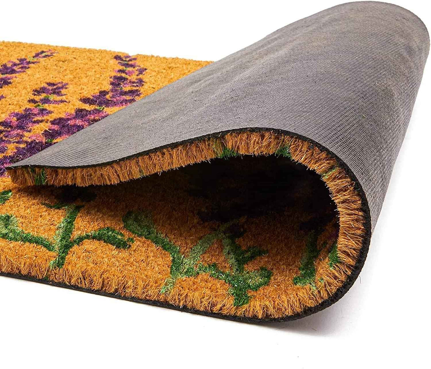 Spring Lavender Floral Coir Doormat - Stylish 17 x 30 Inch Welcome Mat for Your Front Door & Outdoor Entryway