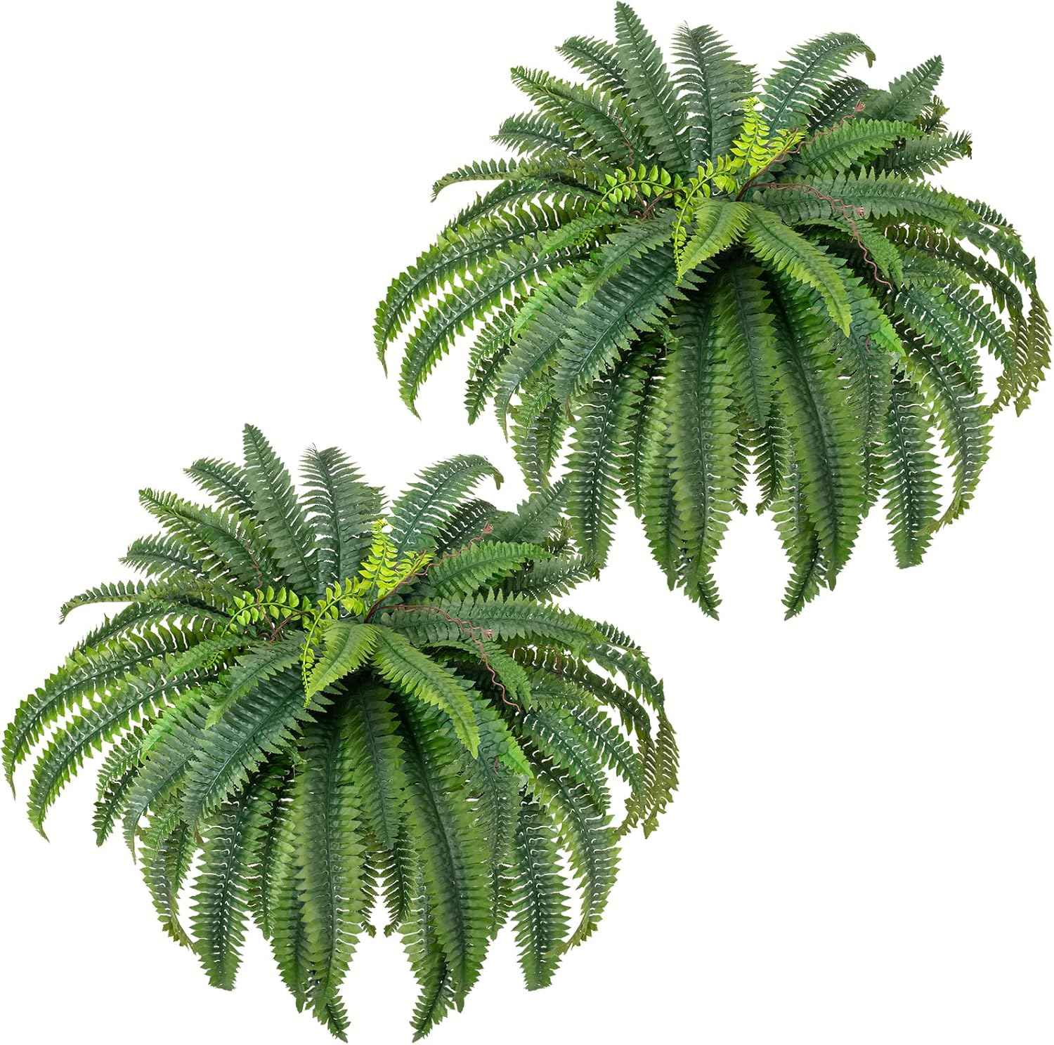 108 Branches Artificial Ferns for Home Decor - Large 50" Set of 2 Faux Boston Ferns for Outdoor Planters and Garden Decor