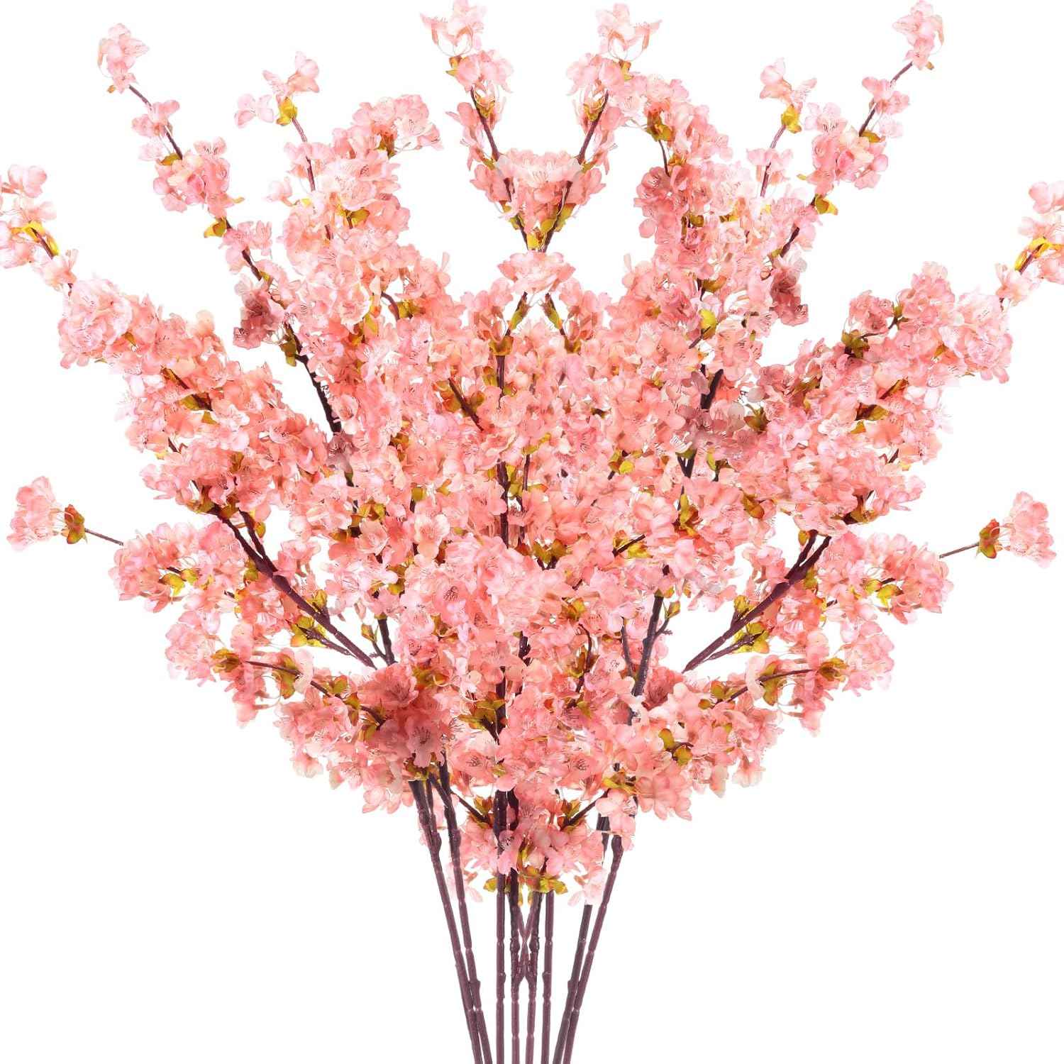 Giegxin 8 Pcs Silk Cherry Blossom Branches Cherry Blossom Tree Stems Long Stem Artificial Flowers for Tall Vase Flowers for Home Wedding Vase Floral Arrangements (Pink,39.4")