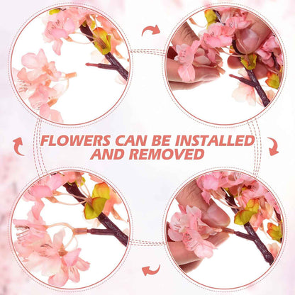Giegxin 8 Pcs Silk Cherry Blossom Branches Cherry Blossom Tree Stems Long Stem Artificial Flowers for Tall Vase Flowers for Home Wedding Vase Floral Arrangements (Pink,39.4")