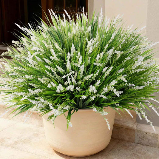 Ivydale 20PCS Artificial Outdoor Plants - UV Resistant Fake Flowers Monkey Grass for Home, Porch, Patio, and Office Decor