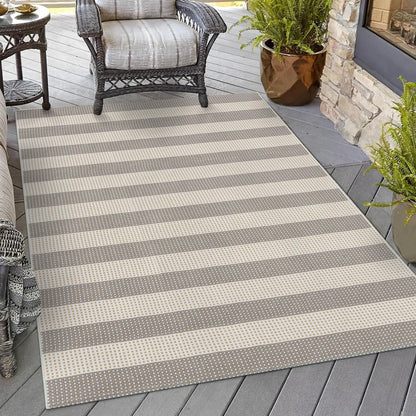Washable Outdoor Rug 3'X5', Blue/White/Tan Outdoor Area Rug Entryway Rugs Indoor Door Mat Front Porch Rug Cotton Small Checkered Rug Floor Carpet for Entry/Patio/Bedroom/Living Room