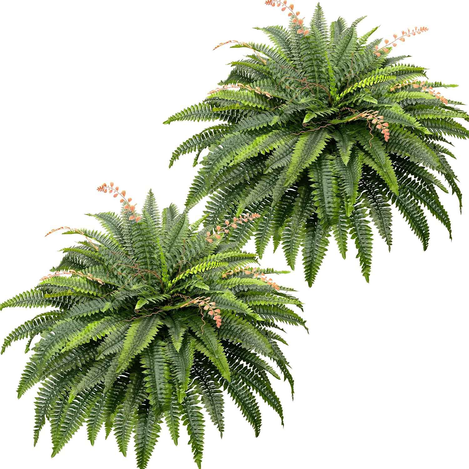 108 Branches Artificial Ferns for Home Decor - Large 50" Set of 2 Faux Boston Ferns for Outdoor Planters and Garden Decor