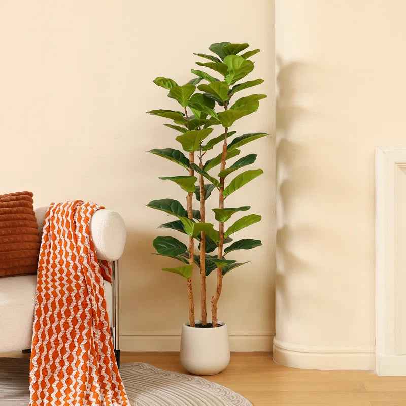 Adarna Fiddle Leaf Fig Tree - Realistic Potted Artificial Plant with Natural Trunk