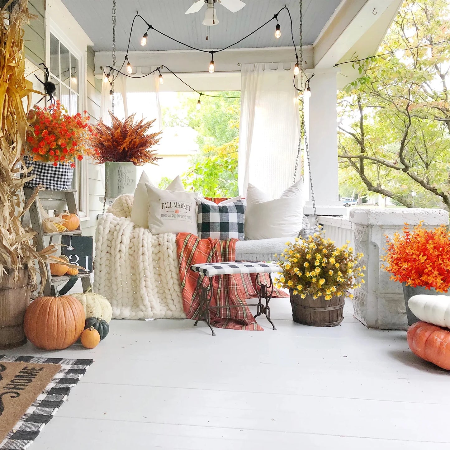 Scidweet 24 Pcs Artificial Fall Flowers, Fake Fall Decorations for Home Autumn Outdoor Garden Decor