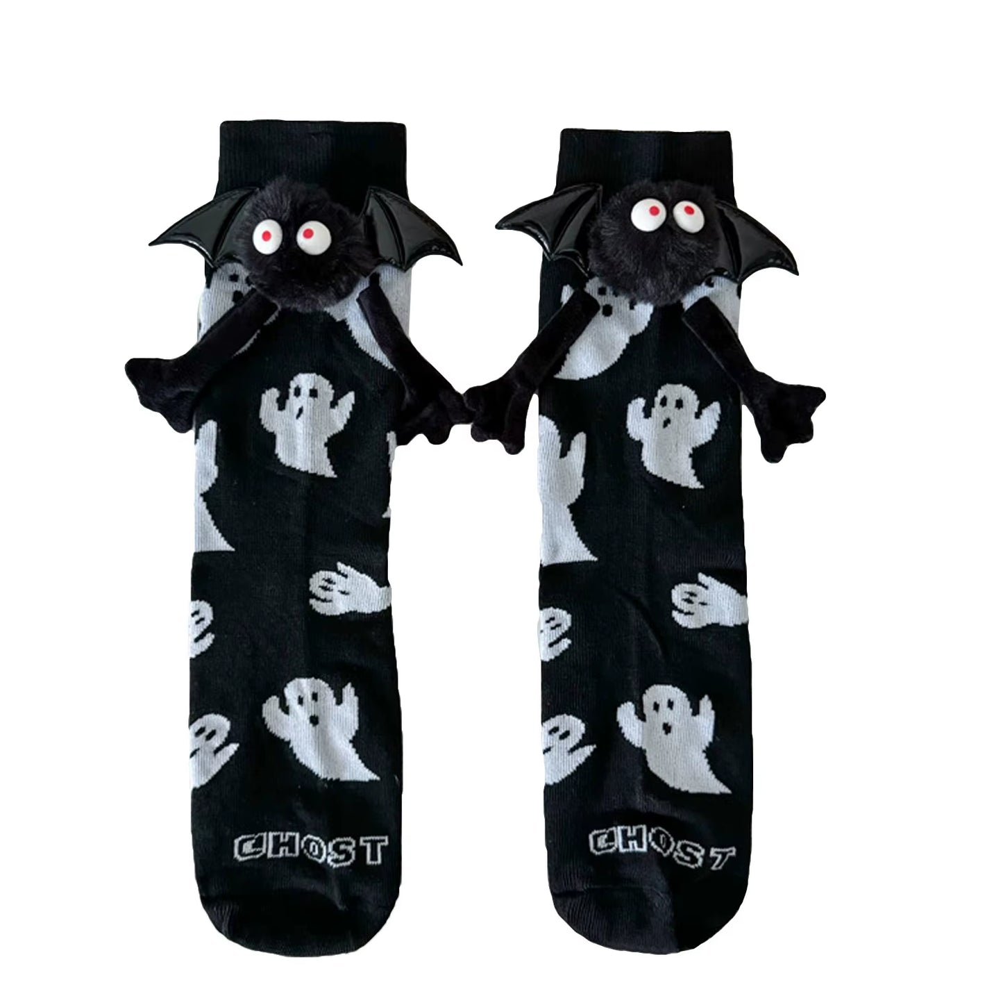 Women'S Halloween Socks Cute No Magnetic Hand in Hand Socks and White Ghost Middle Tube Cartoon Socks Funny Socks Косплей Аниме