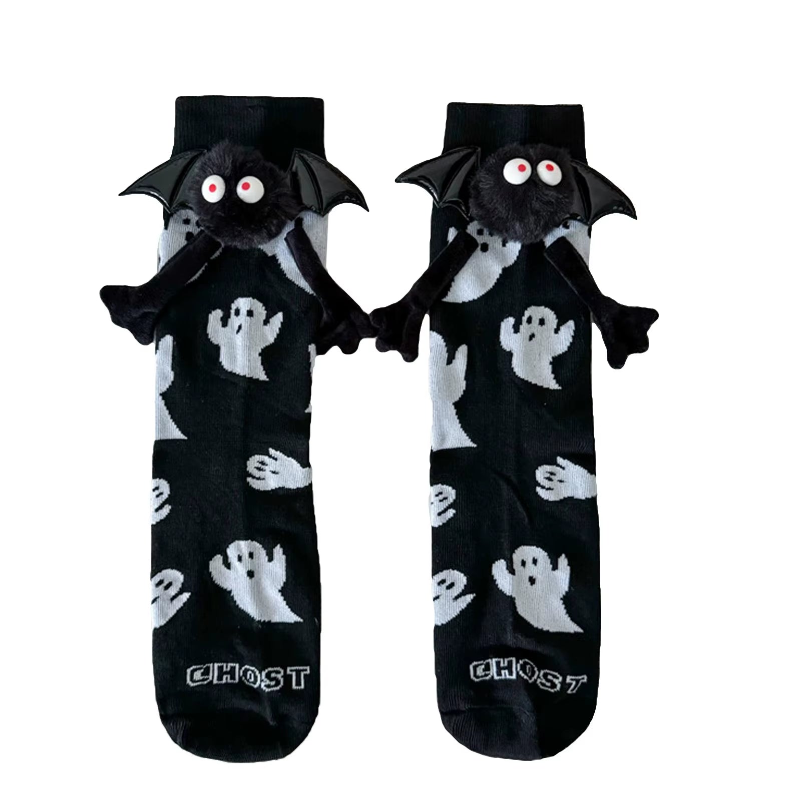 Women'S Halloween Socks Cute No Magnetic Hand in Hand Socks and White Ghost Middle Tube Cartoon Socks Funny Socks Косплей Аниме