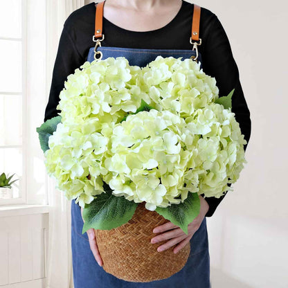 Blue Flowers Hydrangea Artificial Flowers, 5Pcs 20Inch Large Lifelike Silk Artificial Hydrangeas, Full Fake Flowers for Bouquet Table Centerpieces Wedding Indoor Home
