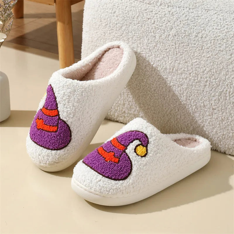 Halloween Slippers 2025 Autumn/Winter Cartoon Cotton Slippers anti Slip Home Warm Comfortcotton Slippers Party Chanclas Mujer