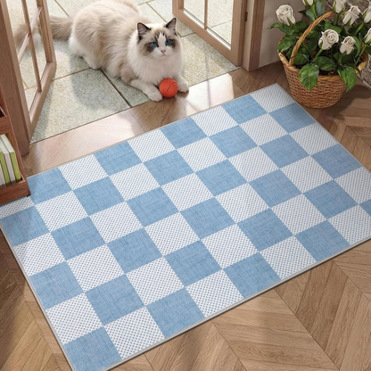 Checkered Terracotta Brown Rug - 2X3 Washable Geometric Diamond Dot Mat for Bedroom, Entryway, Bathroom, Kitchen with Non-Slip TPE Backing
