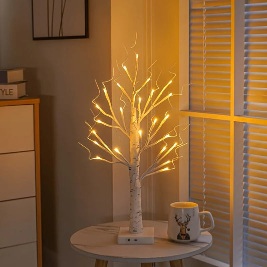 1/2Pcs Lighted Birch Artificial Trees, Battery Power Holiday Decorative Tree Christmas Halloween Easter Gift,For Holiday Wedding