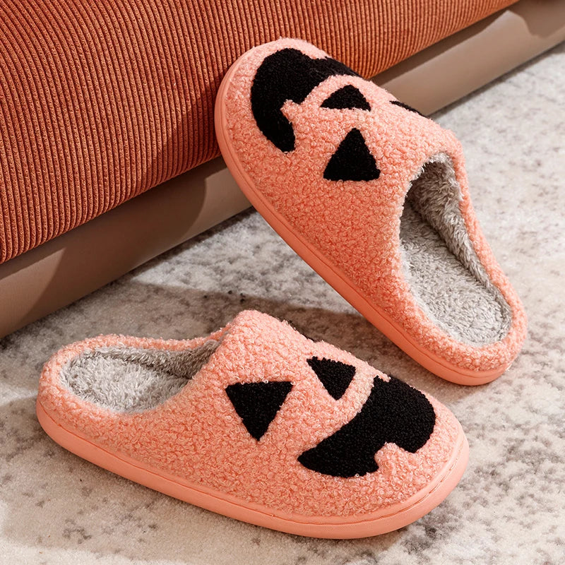 Fashion Halloween Pumpkin Women Slippers Home Warm Funny Cartoon Comfort Soft Slipper Men Indoor Winter Cotton Shoes for Gift