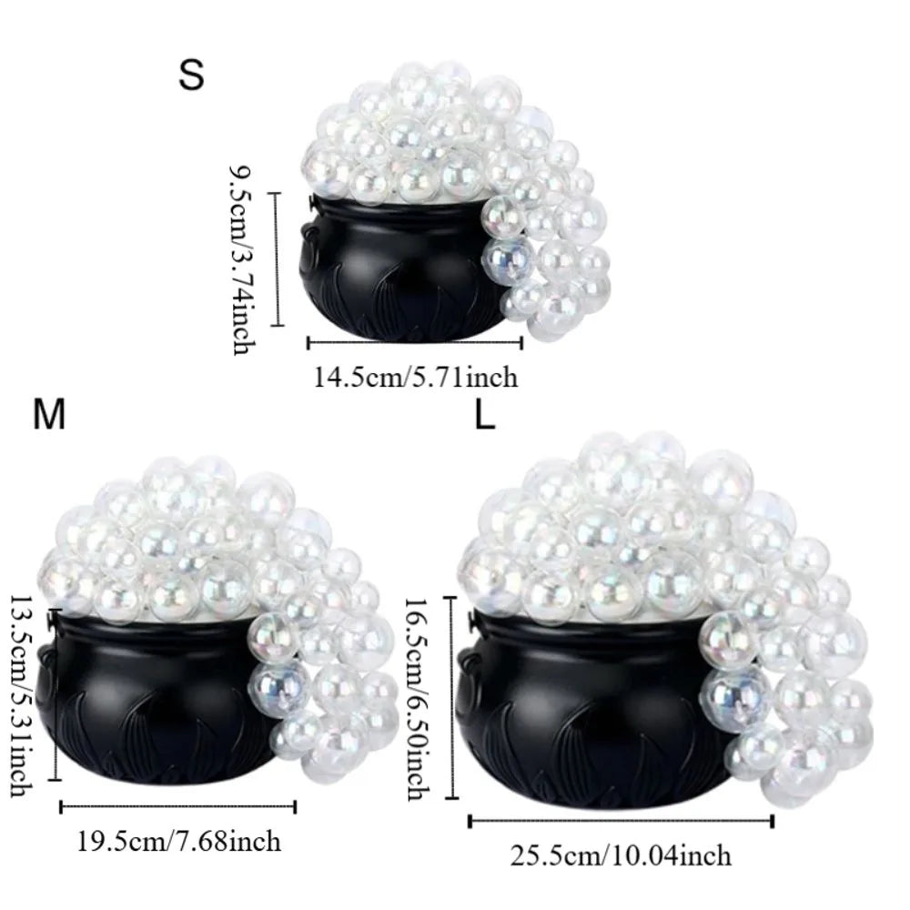 Luminous Halloween Bubbling Cauldron Decoration Plastic Remote Control Bubbling Witch Bowl Retro DIY Bubbling Pot Ornament Bar