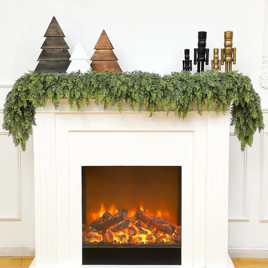6/9Ft Christmas Cedar Garland Artificial Realistic Soft and Thickness Green Faux Pine Vine for Home Fireplace Holiday Decoration