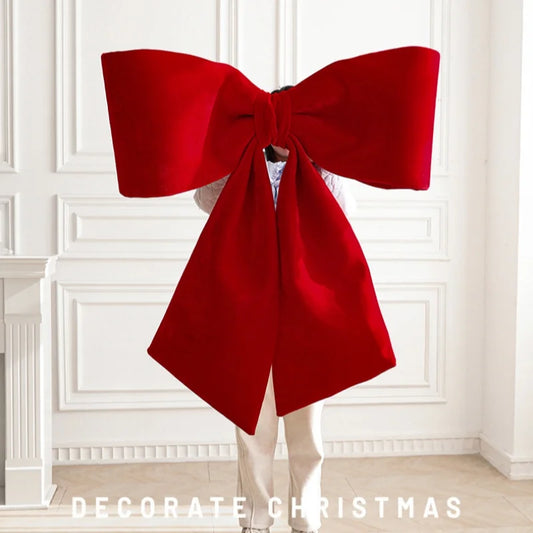 60/85Cm Red Velvet Oversized Christmas Bow Enlarged Christmas Hanging Christmas Tree Hanging Decoration Festive Scene
