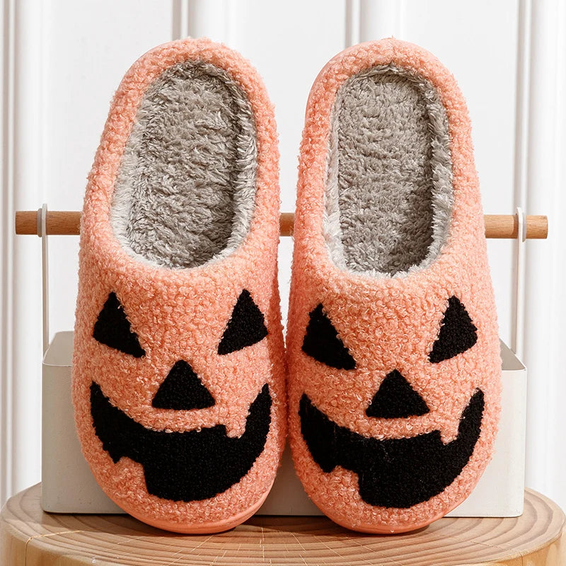 Fashion Halloween Pumpkin Women Slippers Home Warm Funny Cartoon Comfort Soft Slipper Men Indoor Winter Cotton Shoes for Gift