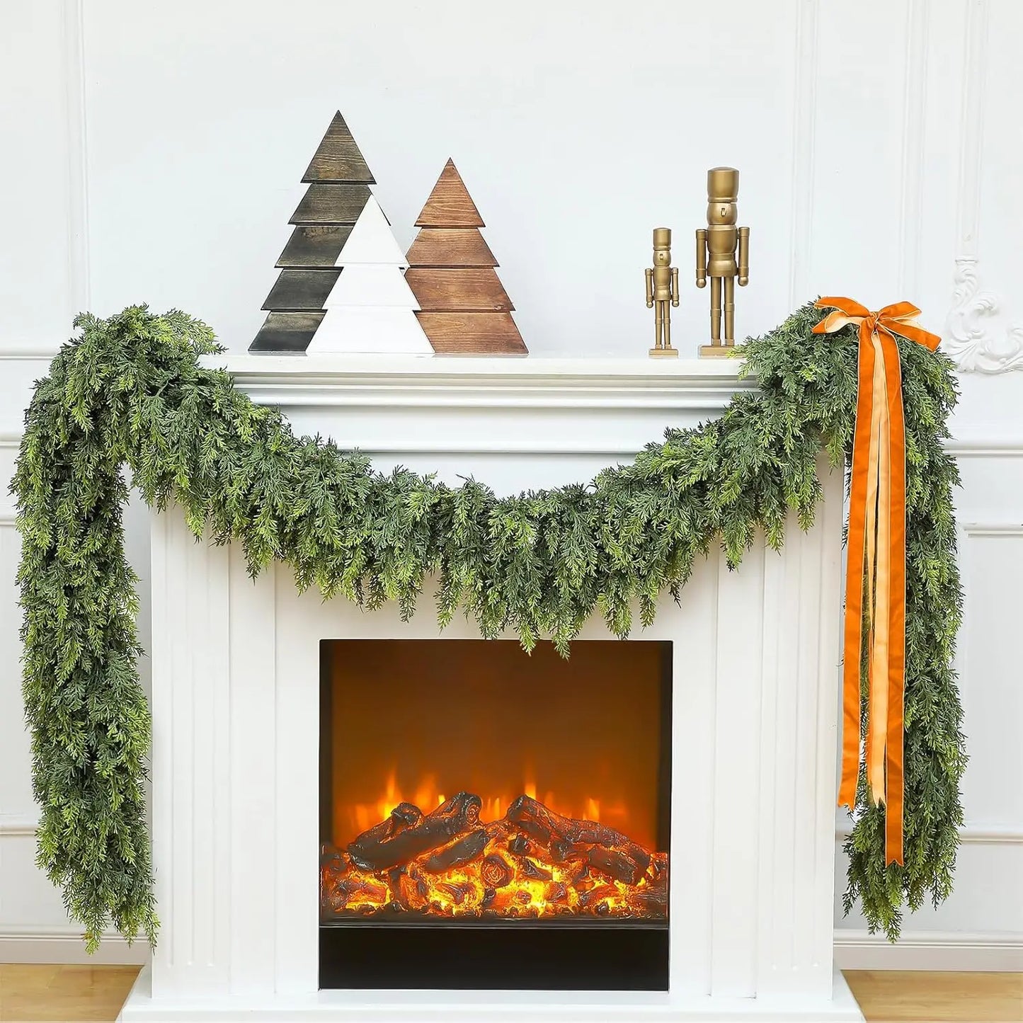 6/9Ft Christmas Cedar Garland Artificial Realistic Soft and Thickness Green Faux Pine Vine for Home Fireplace Holiday Decoration