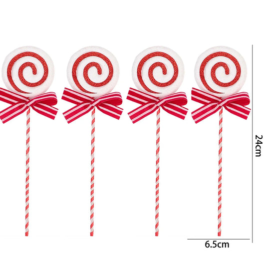 24Cm Simulation Plastic Glittery Candy Cane Christmas Lollipop Pendant Xmas Tree Hanging Ornament New Year Home Party Decoration