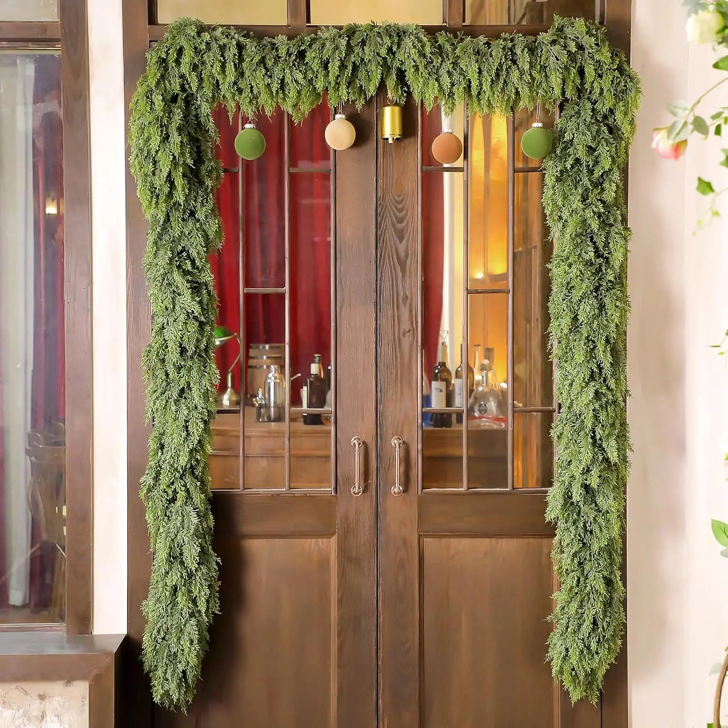 6/9Ft Christmas Cedar Garland Artificial Realistic Soft and Thickness Green Faux Pine Vine for Home Fireplace Holiday Decoration