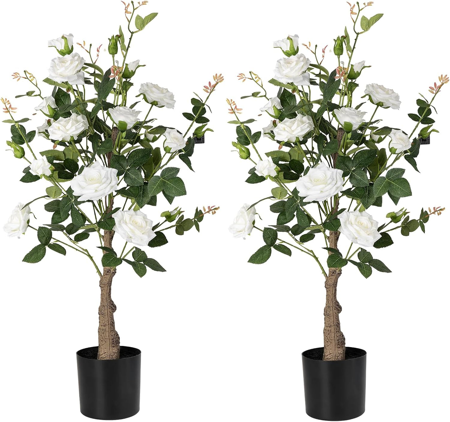 Artificial Camellia Tree, 3FT Yellow Fake Tree Blooming Camellia Flower Plant for Spring Home Front Door Outdoor Indoor Decoration