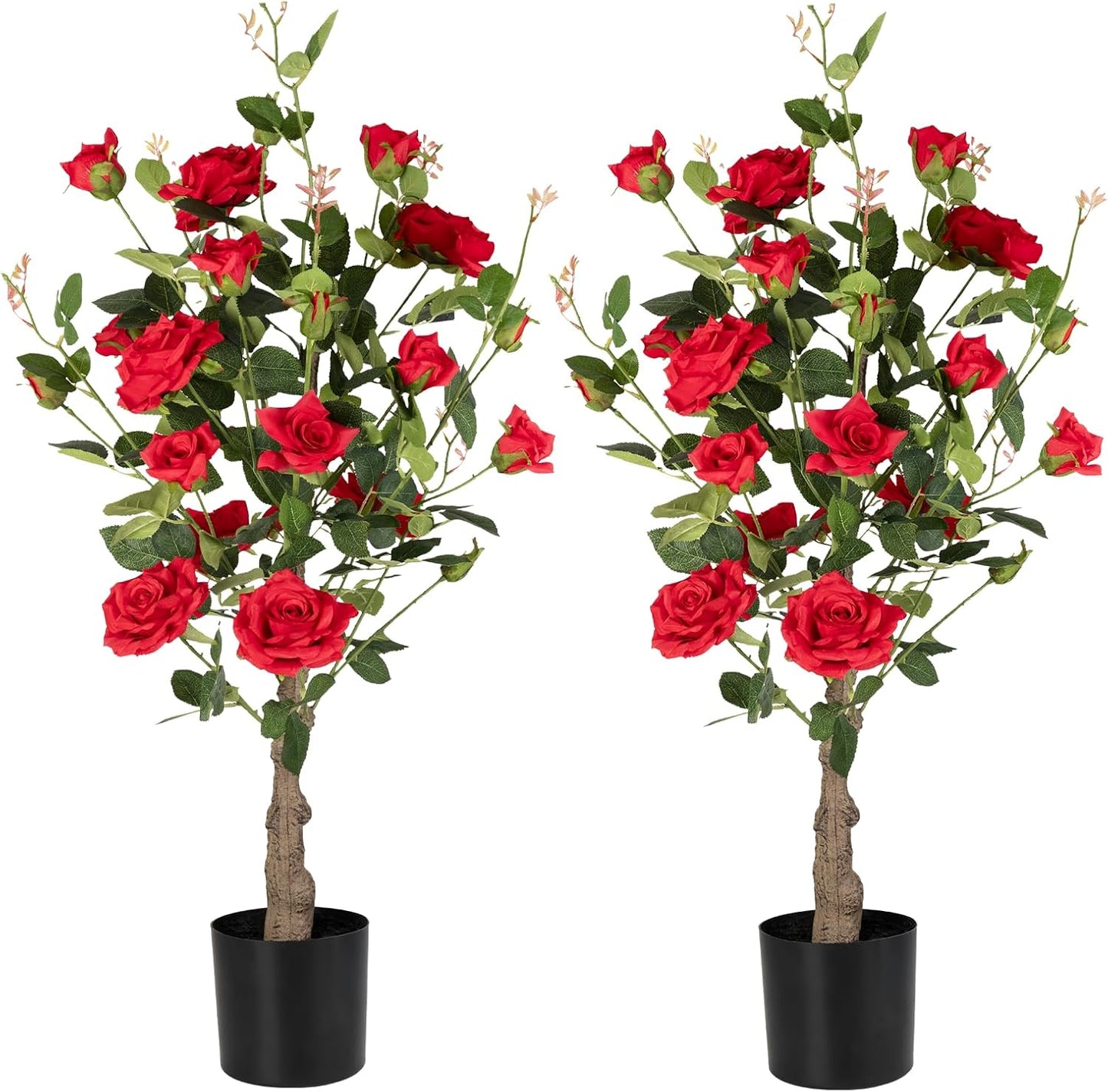 Artificial Camellia Tree, 3FT Yellow Fake Tree Blooming Camellia Flower Plant for Spring Home Front Door Outdoor Indoor Decoration