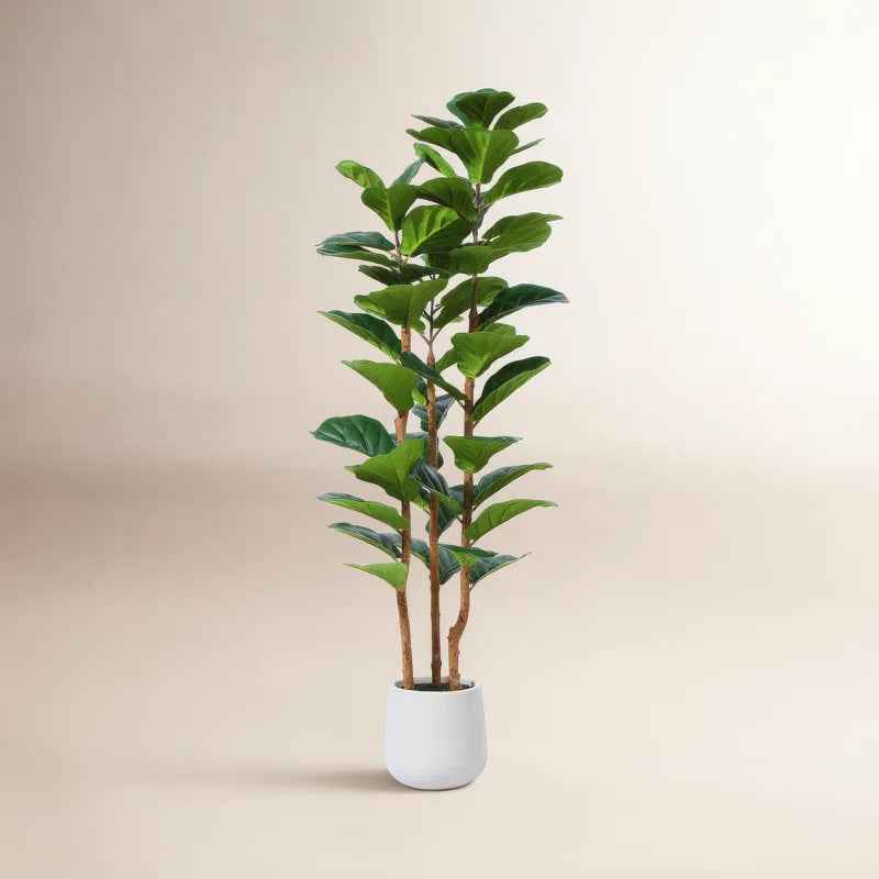 Adarna Fiddle Leaf Fig Tree - Realistic Potted Artificial Plant with Natural Trunk