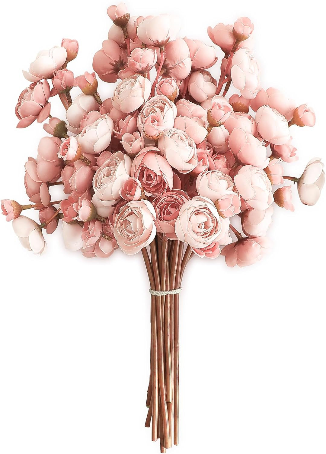 Floroom Ranunculus Artificial Flowers 18 Pcs Taupe Brown Faux Silk Mini Ranunculus Bulk Fake Wedding Filler Flowers for DIY Bouquets, Centerpieces, Bridal Shower Decorations & Arrangements