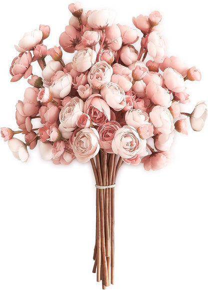 Floroom Ranunculus Artificial Flowers 18 Pcs Taupe Brown Faux Silk Mini Ranunculus Bulk Fake Wedding Filler Flowers for DIY Bouquets, Centerpieces, Bridal Shower Decorations & Arrangements