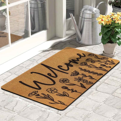 Floral Welcome Doormat Spring Indoor Outdoor Daisy Sunflower Tulip Rose Home Housewarming Front Porch Rugs Floor Mat Entrance Supplies 17 X 30 Inches
