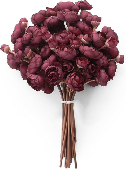 Floroom Ranunculus Artificial Flowers 18 Pcs Taupe Brown Faux Silk Mini Ranunculus Bulk Fake Wedding Filler Flowers for DIY Bouquets, Centerpieces, Bridal Shower Decorations & Arrangements
