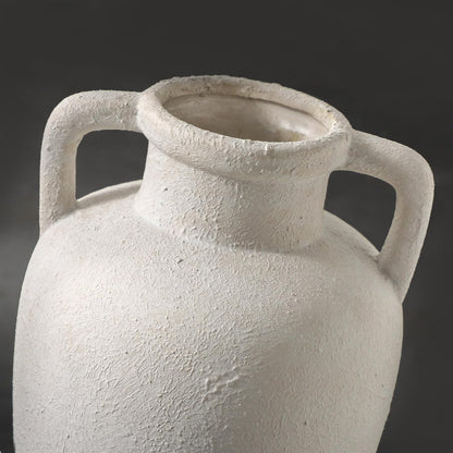Large Ceramic Vase - 11.41 Inch Tall Rustic Vase with 2 Handles, Decorative Flower Vases for Home Decor, Living Room Shelf Decor, Table Office