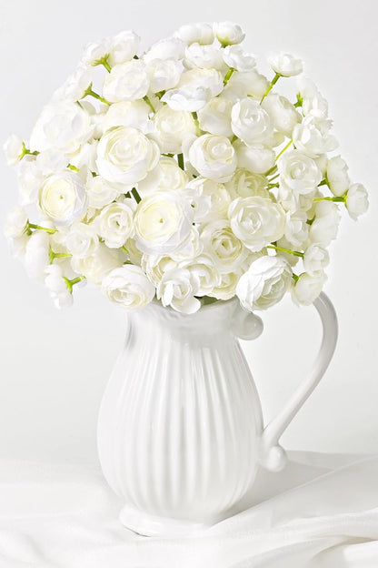 Waipfaru Ranunculus Artificial Flowers, 18Pcs 14In Fake Peonies Artificial Flowers, White Faux Flower for Vase Silk Flower Real Touch Faux Peony Bulk for DIY Wedding Bouquet Home Bridal Shower Decor