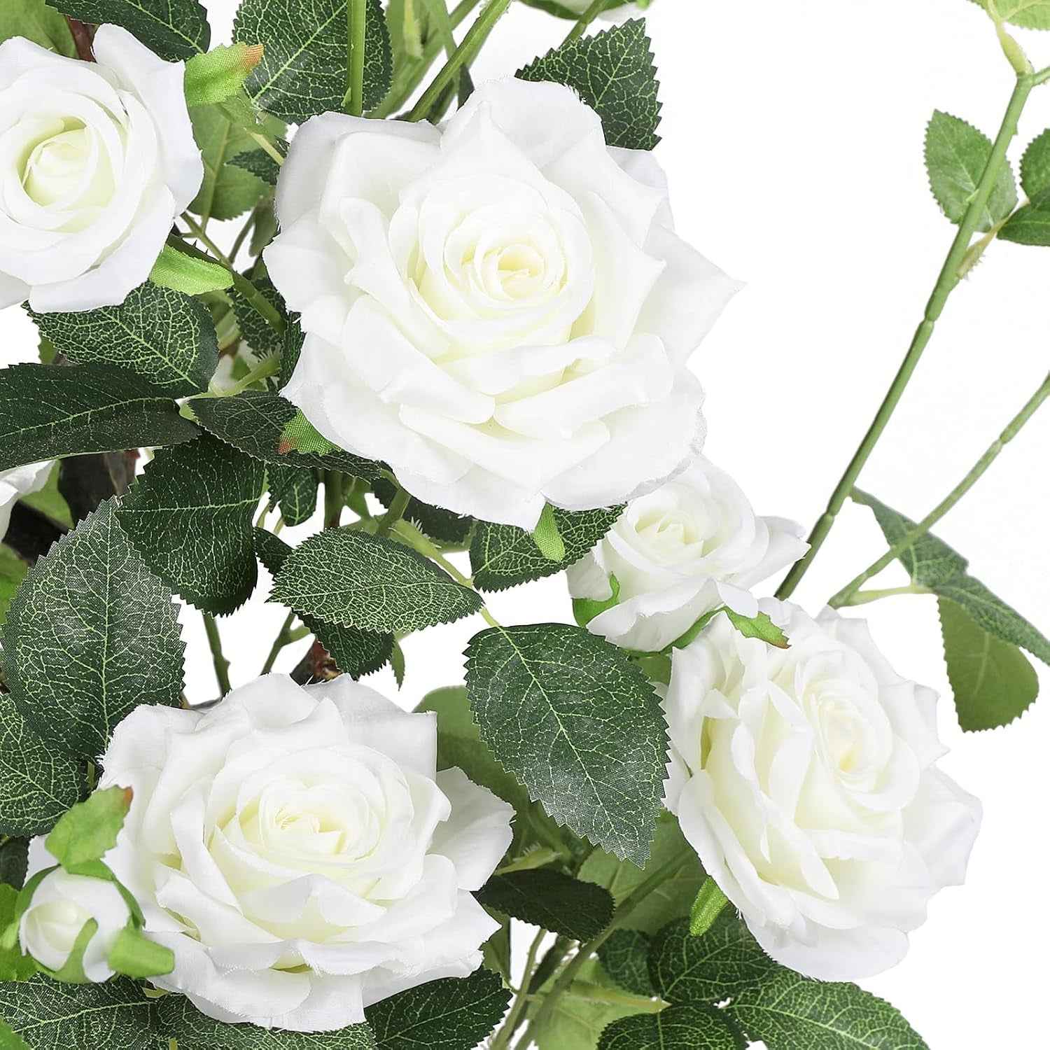 Romantic Season 2Pack Artificial Rose Flower Trees, 42Inch White Faux Rose Tree with Green Leaves for Living Room Office Home Outdoor Indoor Decor