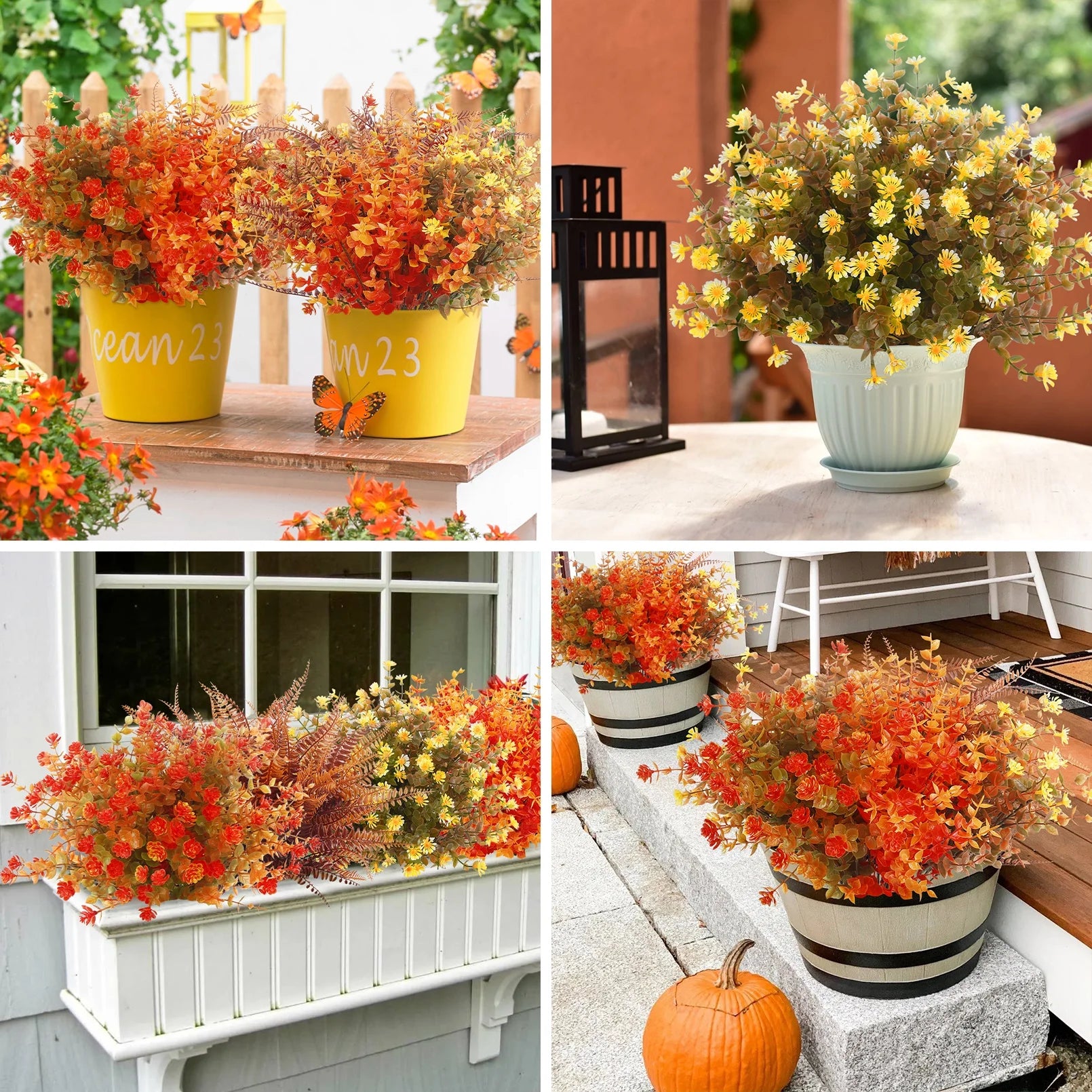 Scidweet 24 Pcs Artificial Fall Flowers, Fake Fall Decorations for Home Autumn Outdoor Garden Decor