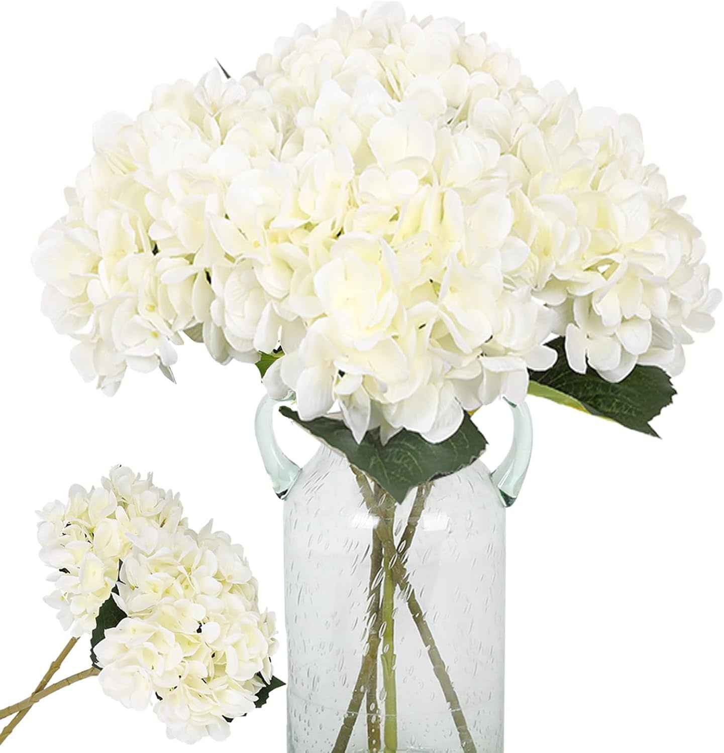 Blue Hydrangea Artificial Flowers 6Pcs Faux Hydrangea Flowers, Fake Flowers for Table Centerpiece, Blue Silk Hydrangea Flowers with Stems for Home Wedding Party Decor