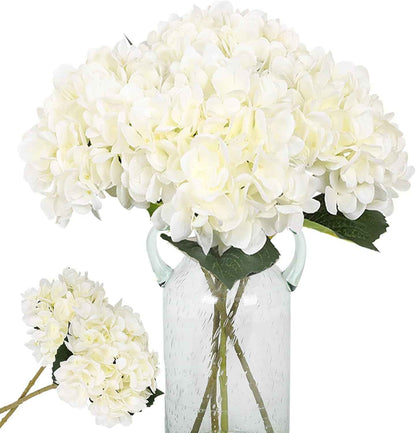 Blue Hydrangea Artificial Flowers 6Pcs Faux Hydrangea Flowers, Fake Flowers for Table Centerpiece, Blue Silk Hydrangea Flowers with Stems for Home Wedding Party Decor